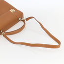 Salvatore Ferragamo Gancini Hand Bag Leather 2way Brown Gold Auth 157148V-9