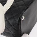 CHANEL Cambon Line Tote Bag Leather Black Silver CC Auth 157150SM-10