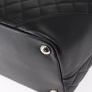 CHANEL Cambon Line Tote Bag Leather Black Silver CC Auth 157150SM-11
