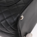 CHANEL Cambon Line Tote Bag Leather Black Silver CC Auth 157150SM-12