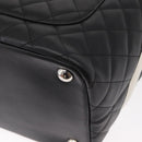 CHANEL Cambon Line Tote Bag Leather Black Silver CC Auth 157150SM-13
