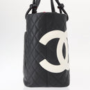 CHANEL Cambon Line Tote Bag Leather Black Silver CC Auth 157150SM-5