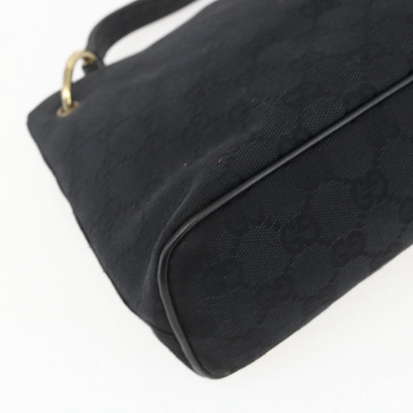 GUCCI GG Canvas Shoulder Bag Black Gold 90699 Auth 157151V