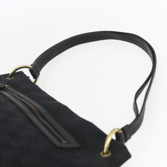 GUCCI GG Canvas Shoulder Bag Black Gold 90699 Auth 157151V