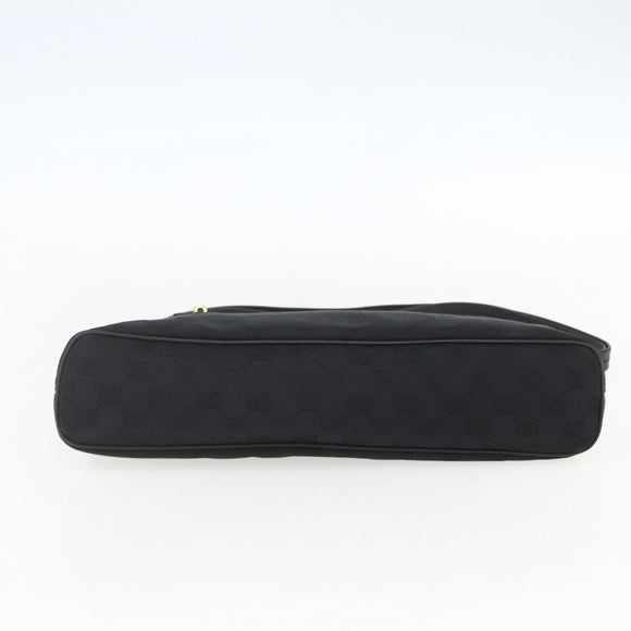 GUCCI GG Canvas Shoulder Bag Black Gold 90699 Auth 157151V