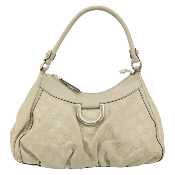 GUCCI GG Canvas Guccissima Abbey Hand Bag Leather Beige 190525 Auth 157153