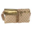 GUCCI GG Canvas Sherry Line Waist bag Beige Gold 28566 Auth 157154-1