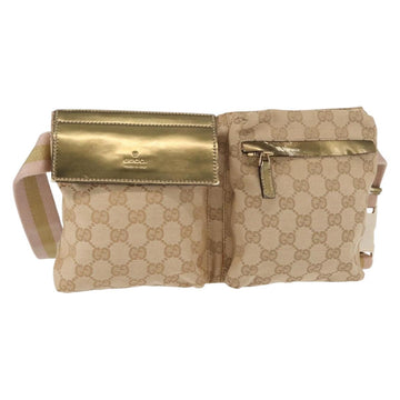 GUCCI GG Canvas Sherry Line Waist bag Beige Gold 28566 Auth 157154