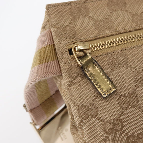 GUCCI GG Canvas Sherry Line Waist bag Beige Gold 28566 Auth 157154