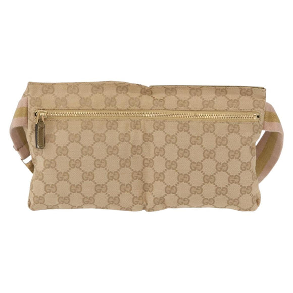 GUCCI GG Canvas Sherry Line Waist bag Beige Gold 28566 Auth 157154