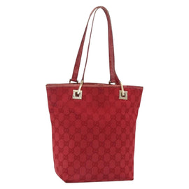 GUCCI GG Canvas Tote Bag Gold Red 002 1099 Auth 157156