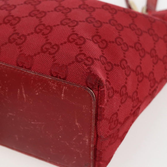 GUCCI GG Canvas Tote Bag Gold Red 002 1099 Auth 157156