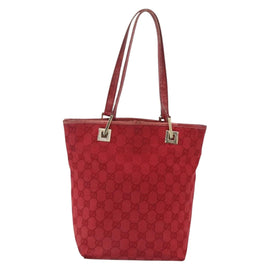 GUCCI GG Canvas Tote Bag Gold Red 002 1099 Auth 157156 - 0