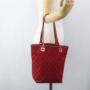 GUCCI GG Canvas Tote Bag Gold Red 002 1099 Auth 157156-21