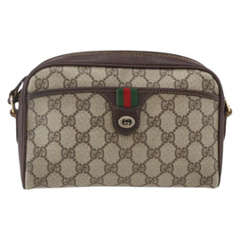 GUCCI GG Supreme Web Sherry Line Bag PVC Beige Red Green 116 02 089 Auth 157158 - 0