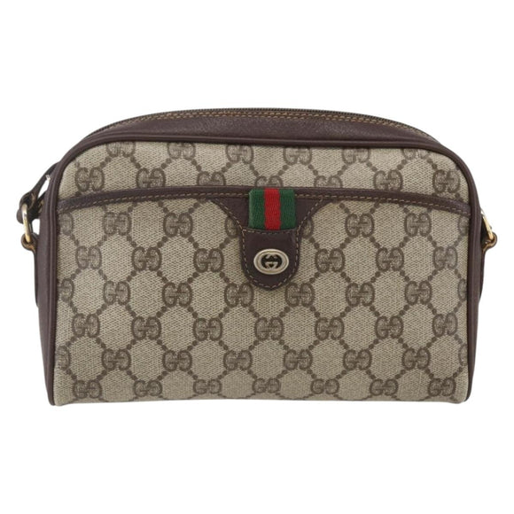 GUCCI GG Supreme Web Sherry Line Bag PVC Beige Red Green 116 02 089 Auth 157158