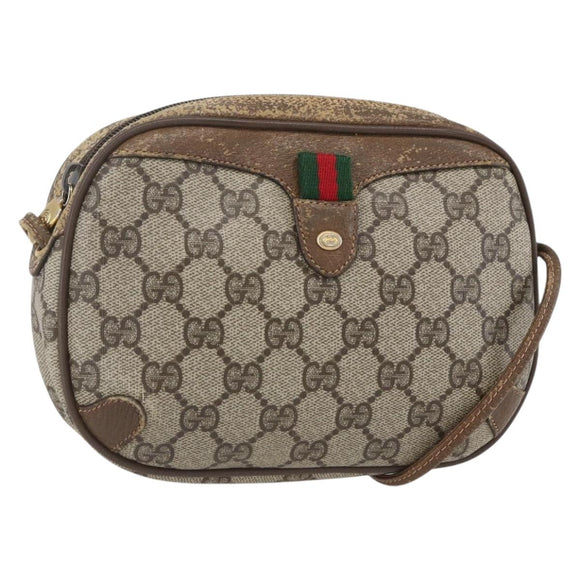 GUCCI GG Supreme Web Sherry Line Bag PVC Beige Red Green 89 02 066 Auth 157159