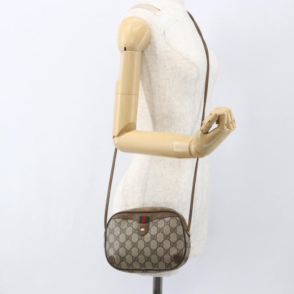 GUCCI GG Supreme Web Sherry Line Bag PVC Beige Red Green 89 02 066 Auth 157159