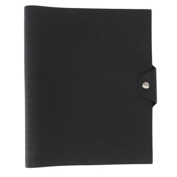 HERMES Yuris MM Note Cover Leather Black Auth 157160V