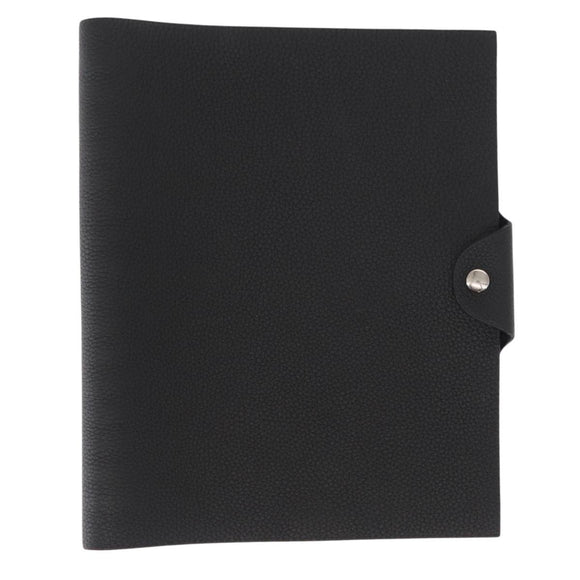 HERMES Yuris MM Note Cover Leather Black Auth 157160V