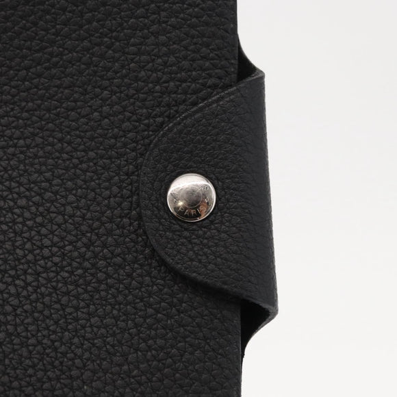HERMES Yuris MM Note Cover Leather Black Auth 157160V