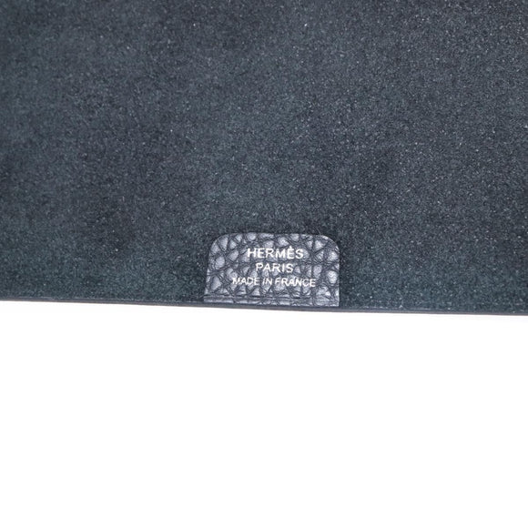 HERMES Yuris MM Note Cover Leather Black Auth 157160V