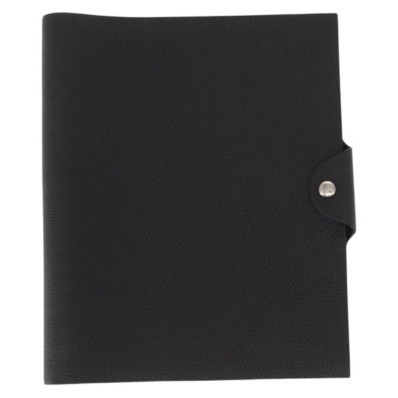 HERMES Yuris MM Note Cover Leather Black Auth 157160V