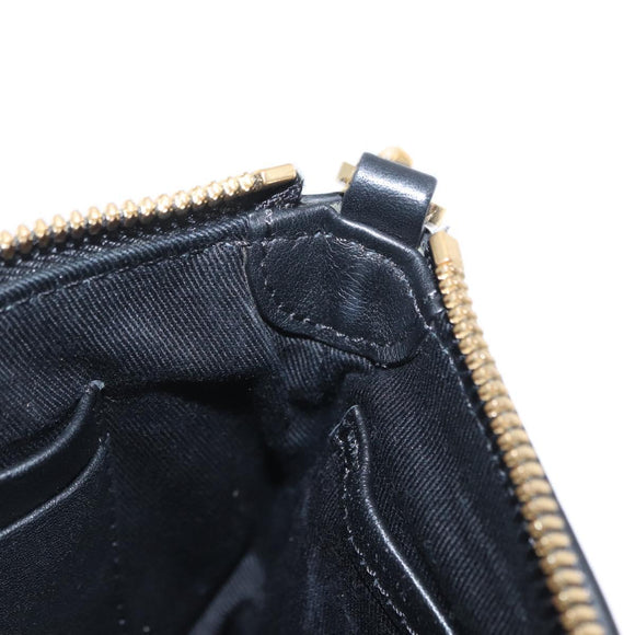 MCM Shoulder Bag Leather Black Gold Auth 157161V