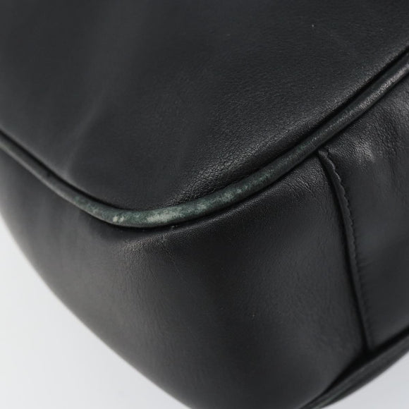 GUCCI Bamboo Shoulder Bag Leather Black Gold 001 1638 2058 Auth 157162