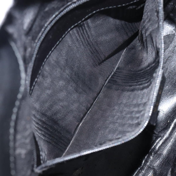 GUCCI Bamboo Shoulder Bag Leather Black Gold 001 1638 2058 Auth 157162