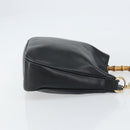 GUCCI Bamboo Shoulder Bag Leather Black Gold 001 1638 2058 Auth 157162-4