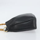 GUCCI Bamboo Shoulder Bag Leather Black Gold 001 1638 2058 Auth 157162-5