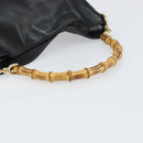 GUCCI Bamboo Shoulder Bag Leather Black Gold 001 1638 2058 Auth 157162-7