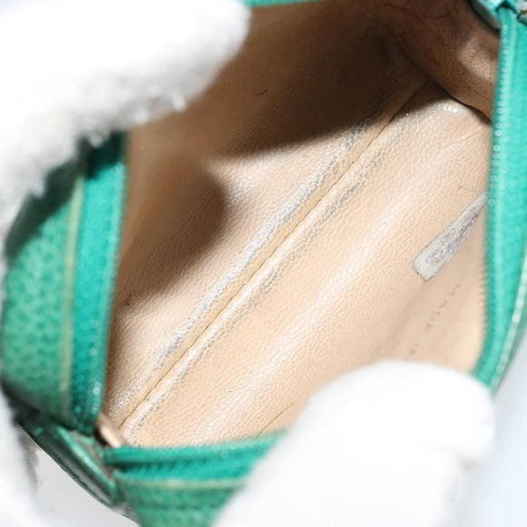 CHANEL Coin Purse Caviar Skin Green Gold CC Auth 157170