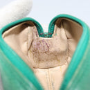 CHANEL Coin Purse Caviar Skin Green Gold CC Auth 157170-11