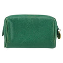 CHANEL Coin Purse Caviar Skin Green Gold CC Auth 157170-2