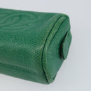 CHANEL Coin Purse Caviar Skin Green Gold CC Auth 157170-7