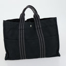 HERMES Fourre Tout MM Hand Bag Canvas 2 Set Black Auth 157188-11
