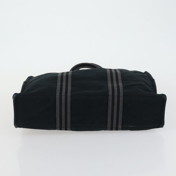 HERMES Fourre Tout MM Hand Bag Canvas 2 Set Black Auth 157188