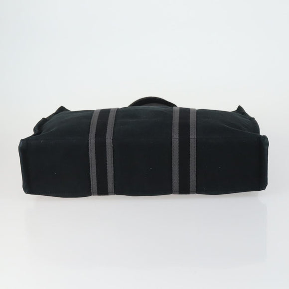 HERMES Fourre Tout MM Hand Bag Canvas 2 Set Black Auth 157188