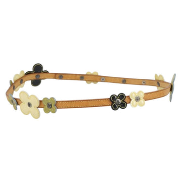 LOUIS VUITTON Flower Vernis Ceinture Fleur Belt 35.4"" Beige M92256 Auth 157190