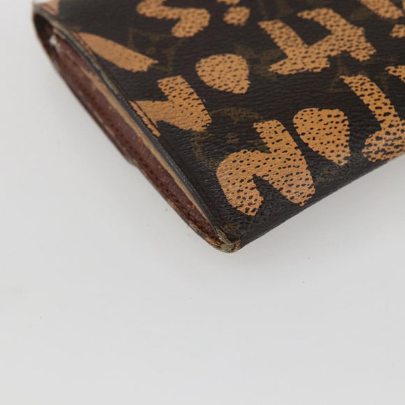 LOUIS VUITTON Graffiti Porte Monnaie Credit Wallet Orange M92190 LV Auth 157191