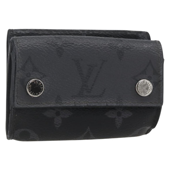 LOUIS VUITTON Monogram Eclipse Discovery Compact Wallet M67630 LV Auth 157193