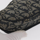 Christian Dior Trotter Canvas Saddle Pouch Navy Gold Auth 157216-15