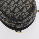Christian Dior Trotter Canvas Saddle Pouch Navy Gold Auth 157216-16