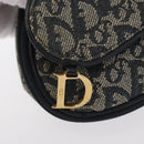 Christian Dior Trotter Canvas Saddle Pouch Navy Gold Auth 157216-17