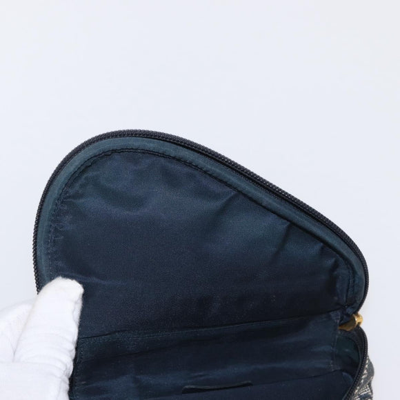 Christian Dior Trotter Canvas Saddle Pouch Navy Gold Auth 157216