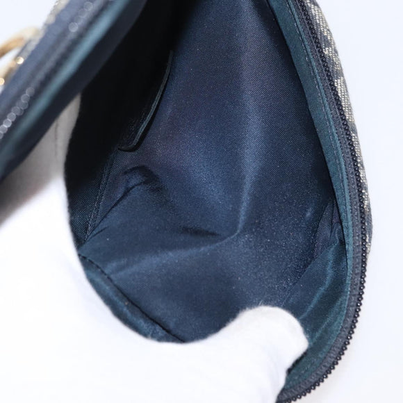 Christian Dior Trotter Canvas Saddle Pouch Navy Gold Auth 157216