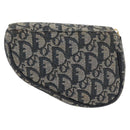 Christian Dior Trotter Canvas Saddle Pouch Navy Gold Auth 157216-2