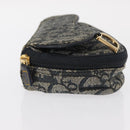 Christian Dior Trotter Canvas Saddle Pouch Navy Gold Auth 157216-4